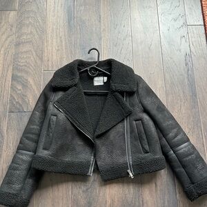 ASOS women’s Black faux Shearling Moto Jacket (size 4)